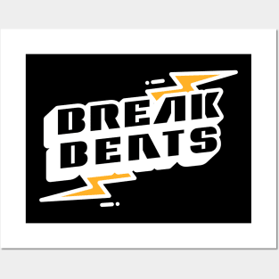 BREAKBEAT  - Lightning Logo (White) Posters and Art